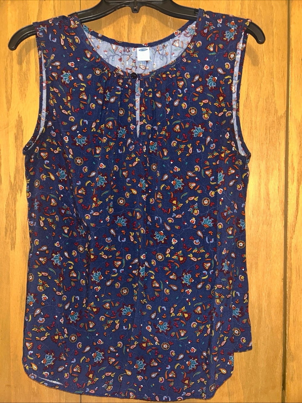 Old Navy Navy Floral Paisley Sleeveless Tank